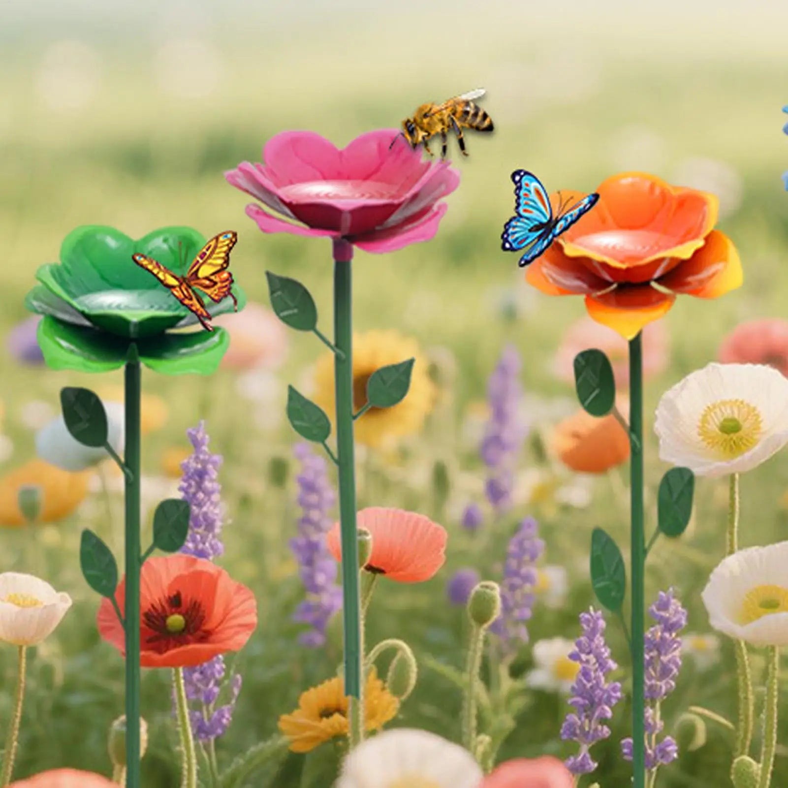 4pcs Bee Drinking Station Birds Animals Hydration Bee Drinking Flower Shape Dish For Park Balcony Backyard Yard Terrace Farm Qme