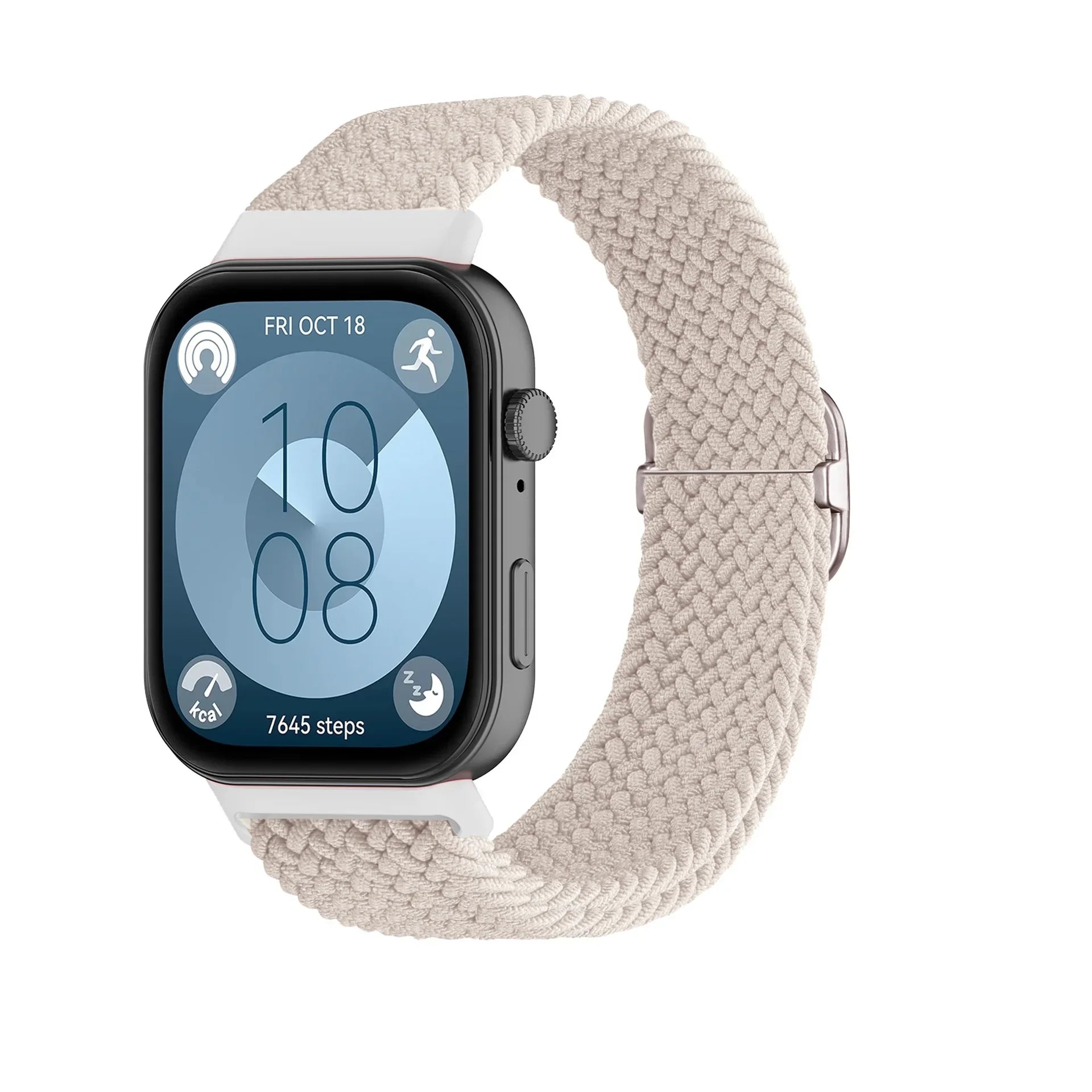 A Adjustable Comfort Nylon Woven Watch Strap with Stylish Metal Buckle Breathable Replacement Band for Huawei Smartwatch Qme