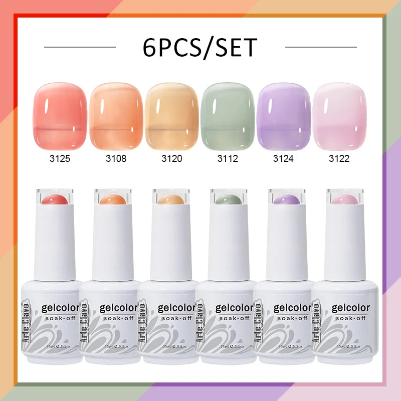 Arte Clavo 4 6 8 Gel Nail Polish Art Soak Off UV Colorful Semi Qme