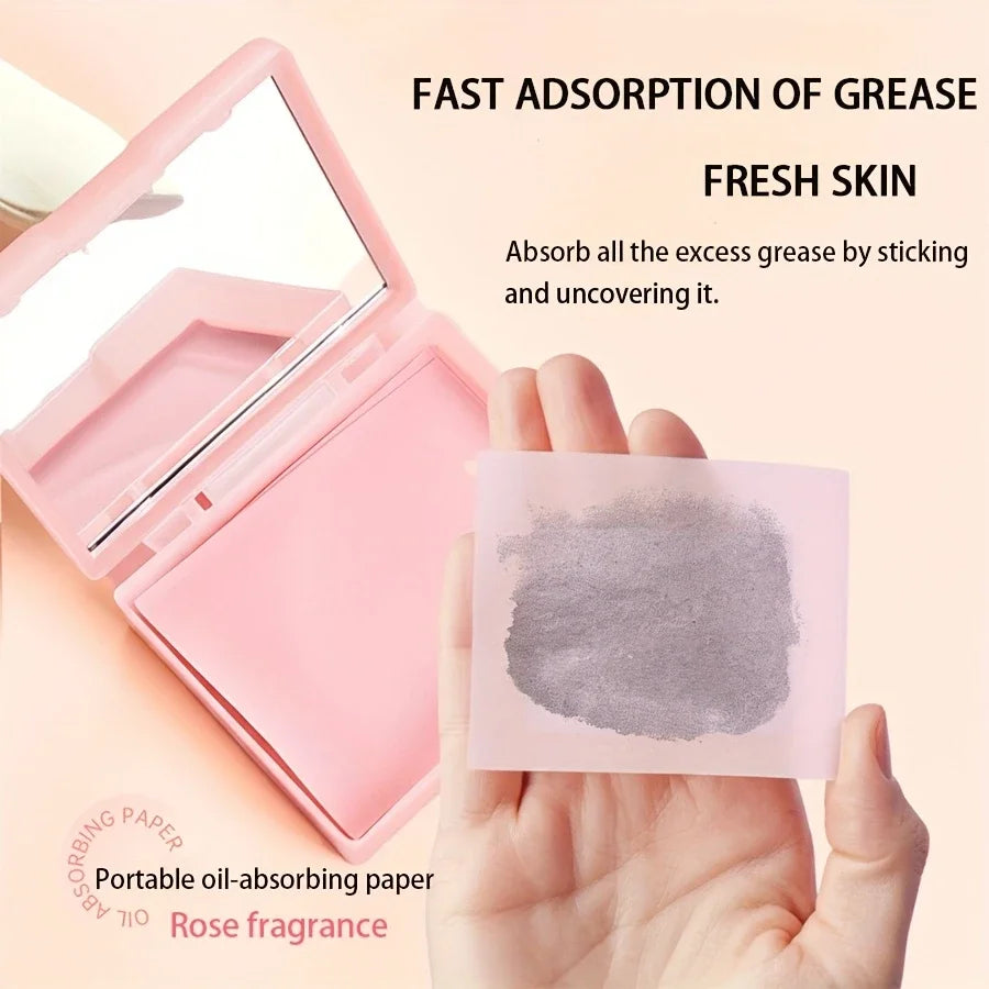 100 Oil Control Paper Mirror Housing Self-adhesive Powder Puff Face Qme
