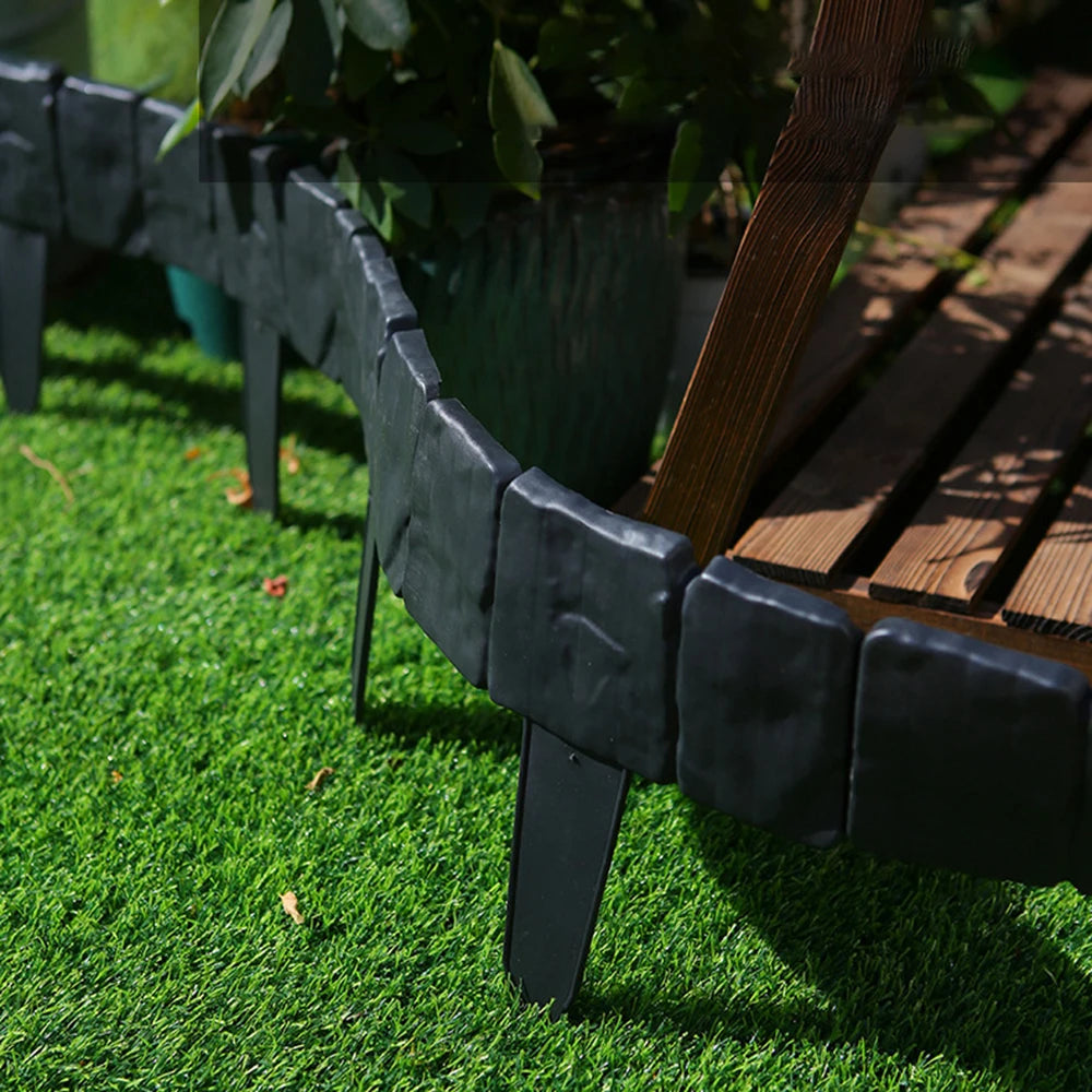 10/20pcs Garden Fence Imitation Stone Plant Support Stake Outdoor Edging Decorative Border DIY Lawn Yard Landscape Plant Fence Qme