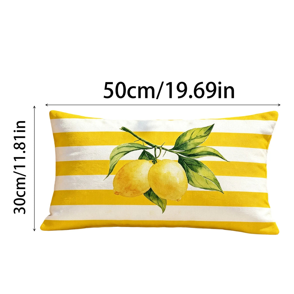 Sweet Lemon Single-Sided Printed Fabric Pillowcase for Couch Bed and Home Decoration Holiday Party Car Pillow Cover Qme