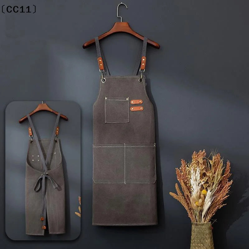 Canvas Apron Oil-proof Can Wipe Hands Kitchen Cooking Men Women Adult Qme