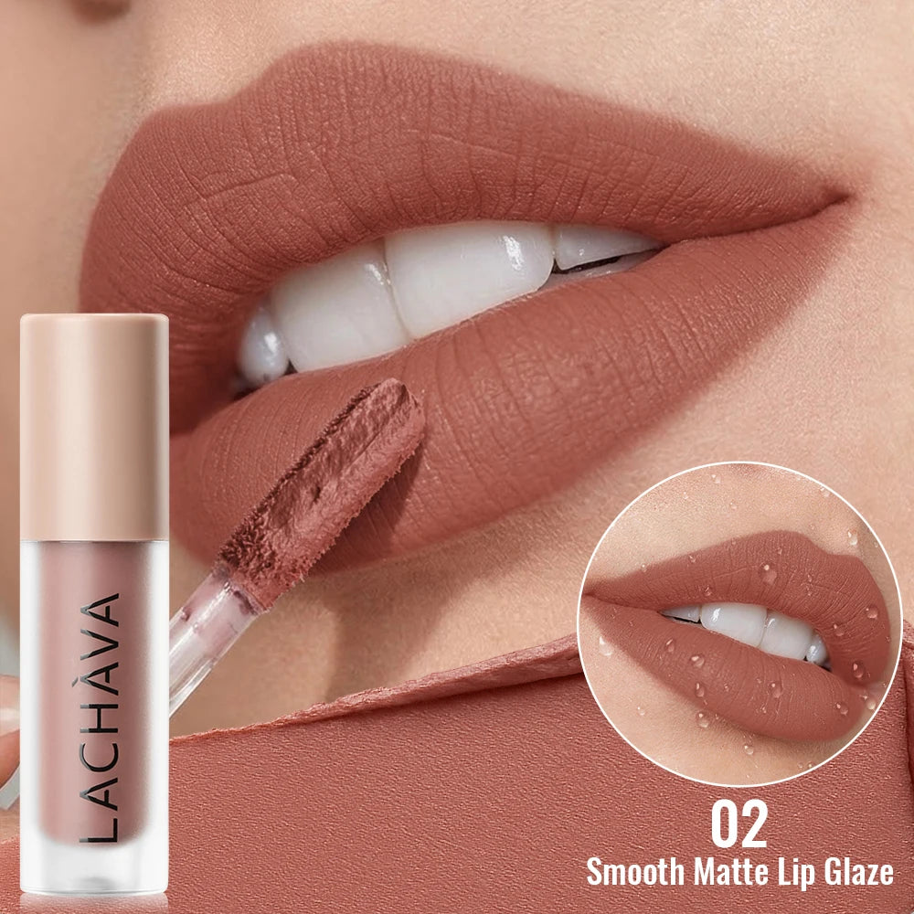Matte Lip Glaze Waterproof Long Lasting Nude Liquid Lipstick Smooth Qme 02 4g Full Size