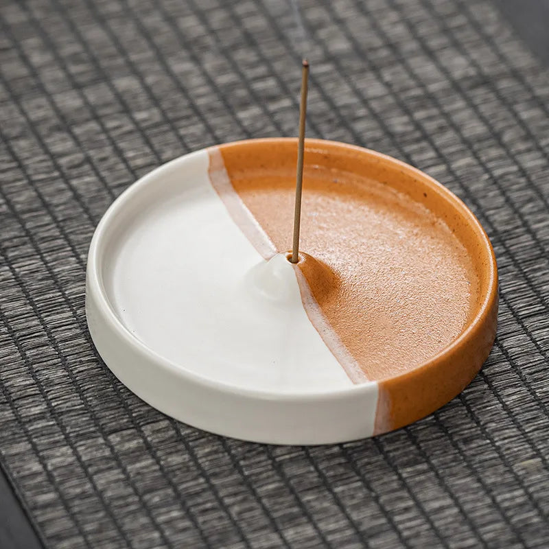 Artistic Carp Ceramic Censer Handcrafted Incense Tray Household Qme white orange M