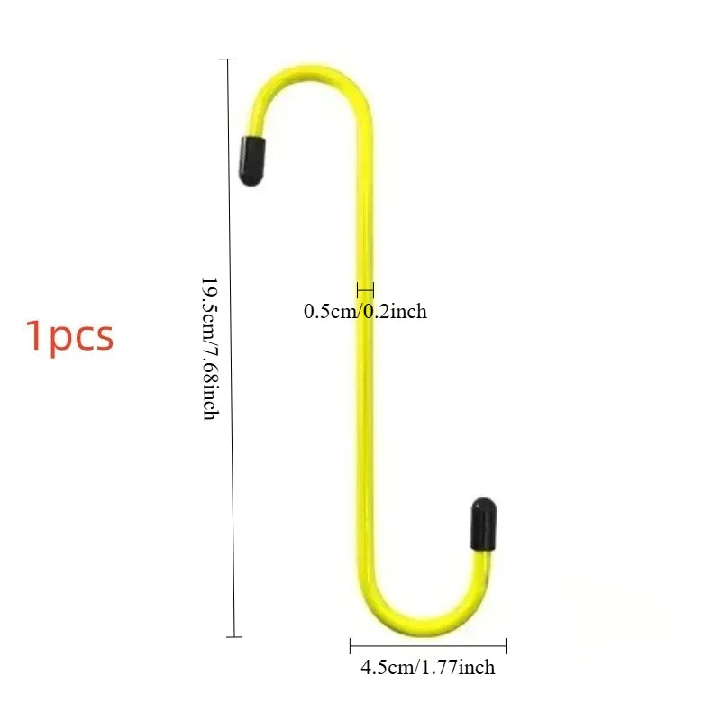 S-Shaped Brake Caliper Hanger Hooks with Rubber Tips - Universal Auto Tool for Brake Pad Replacement & Maintenance Qme Yellow 1pc