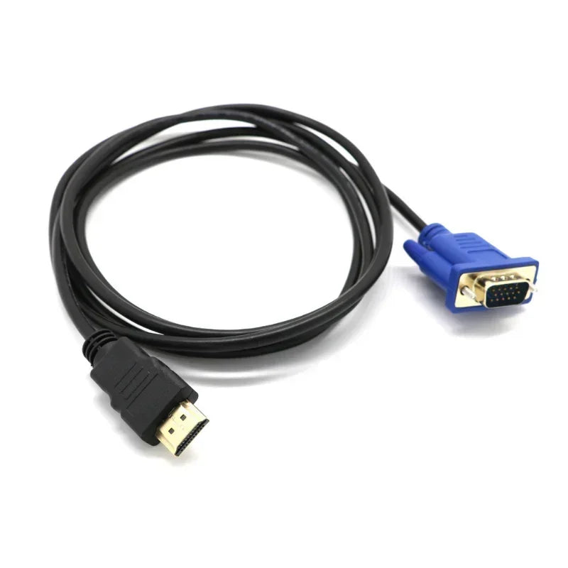 5pcs Top Quality HDMI-compatible To VGA Cable Male to Male 1.8M Video Adapter Only For HD player to HDTV Hardware Qme