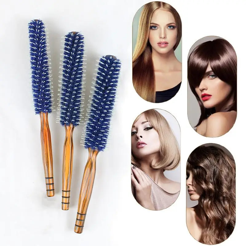 Anti Static Wood Natural Boar Bristle Hair Round Brush Hairdresser Qme