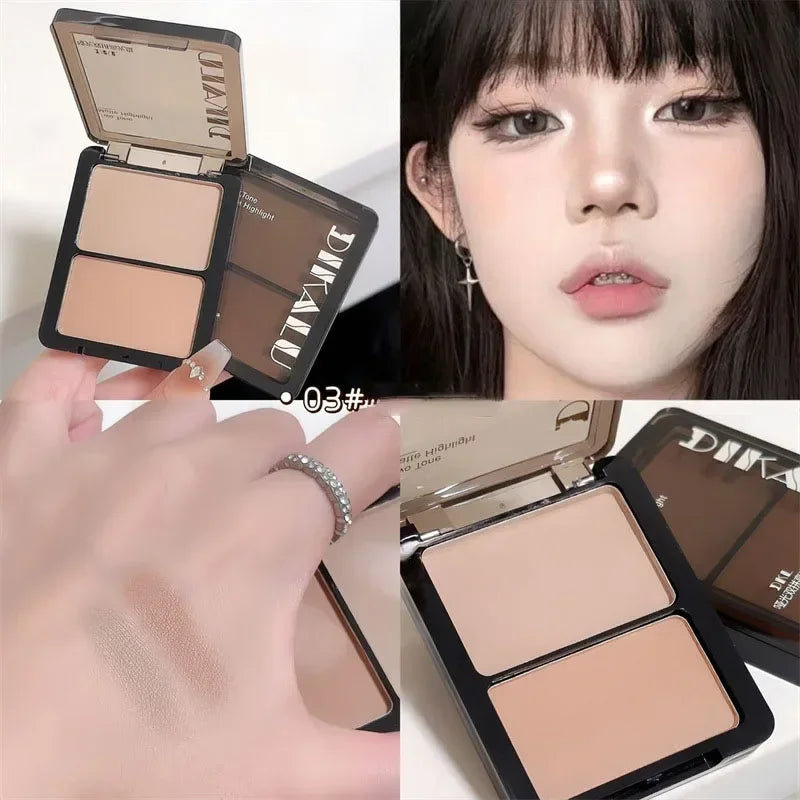 Highlighting Contouring Powder Palette Two-tone Concealer Face Brighten Cement Grey Three-dimensional Nose Shadow Bronzer Makeup Qme B03