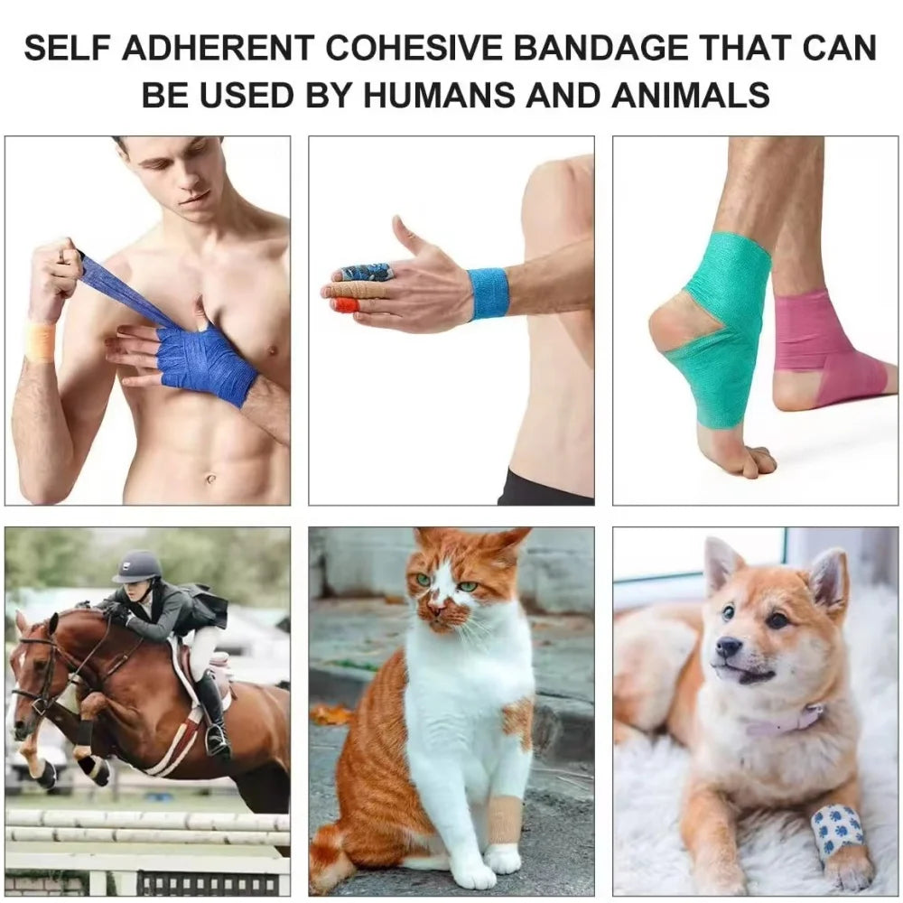 6/12PCS Gauze Bandage Self-adhesive Breathable Elastic Bandages for Nail Tattoo Art Sports Fixing Finger Wrist Leg Qme