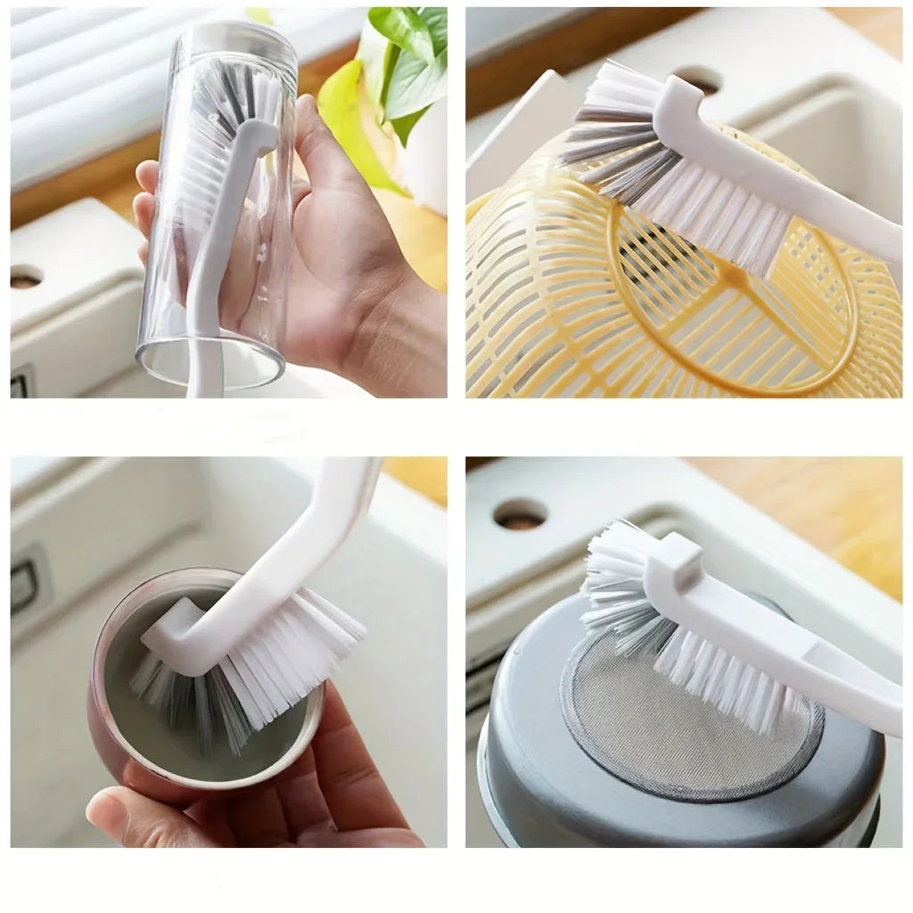 Long-handled cleaning brush set, multi-functional non-overlapping brush head, manual operation, suitable for kitchens, bathrooms Qme