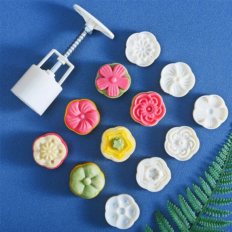 Mooncake Mold Set Pattern Seal, Suitable For Mid-Autumn Cakes, Diy Cookies, Flower Dessert Making Tools Baking Tool Home、 Qme