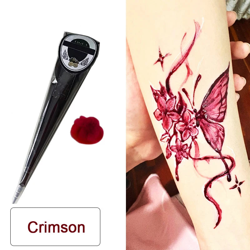Semi-permanent Henna Paste Temporary Tattoos Waterproof Body Art Qme Crimson