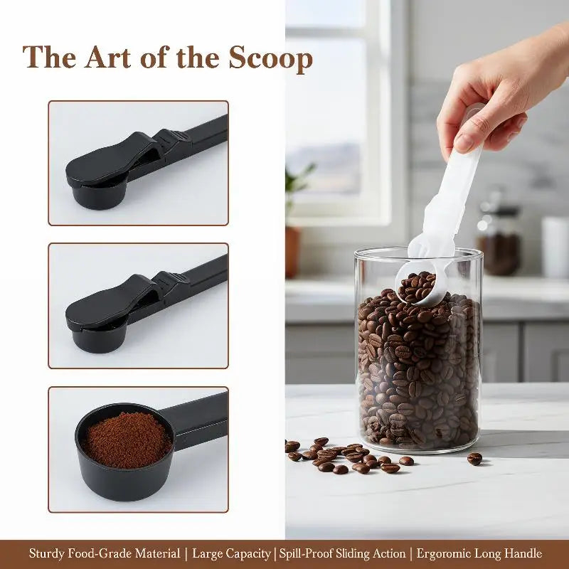 Sliding Leakproof Coffee Scoop Reusable Protein Powder Spoon Funnel Qme
