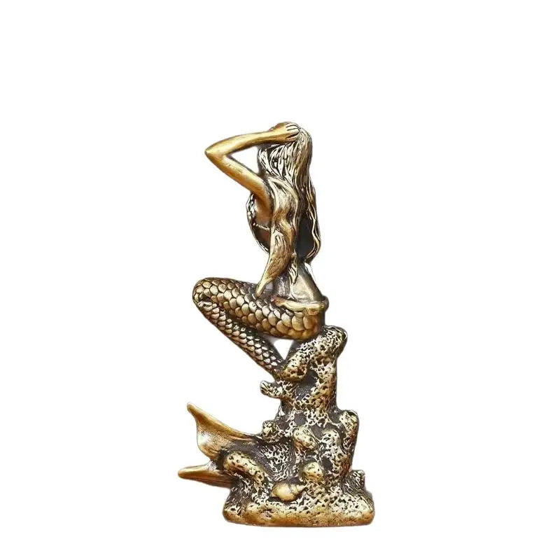 Home Decoration Girls' Rooms Surprise Mini Brass Mermaid Figurine Qme