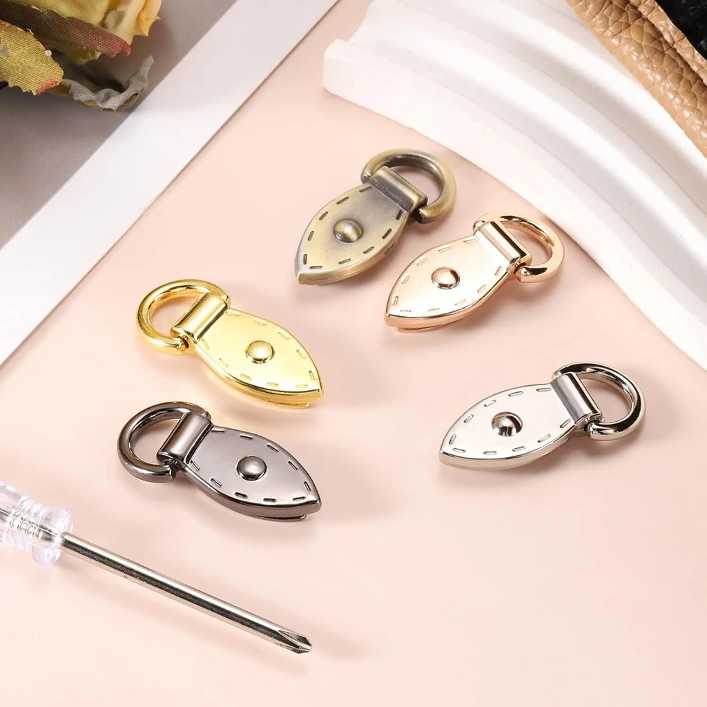 Metal Leaf Shape Bag Strap D Ring Buckle Rivet Decor Handbag Side Connector Clasp DIY Purse Bag Hardware Replacement Accessories Qme