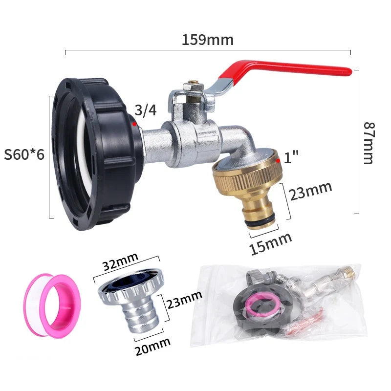 1/2'' 3/4'' Coarse Thread IBC Tank Tap Connecter Water Hose Coupling Adapter Garden and Home Valve Replacement accessory Qme 6