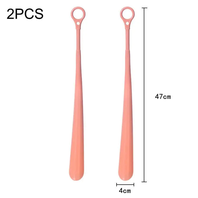 1 Woman Elderly Lazy People Shoe Horns Hangable Plastic Extra Long Qme A4 2Pcs