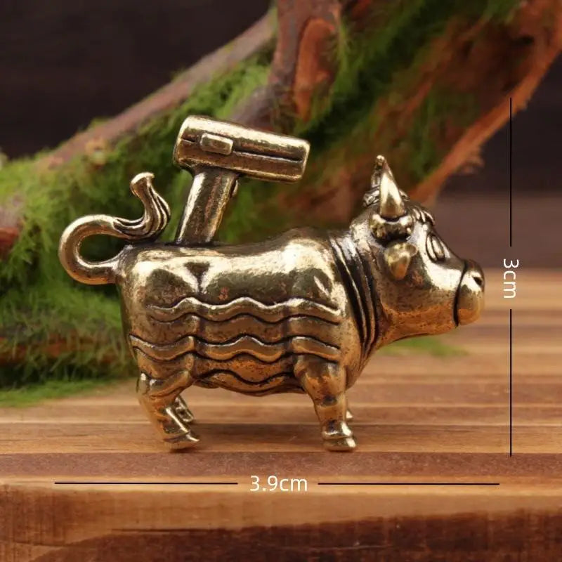 Cow Figurine Brass Ornament Miniature Collection Desktop Craft Home Qme