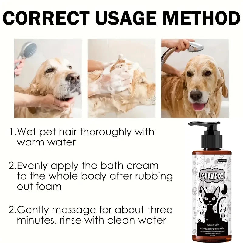 Pet Shampoo, Hair Care and Shower Gel - Gentle Cleansing, Soothing Care for Cats and Dogs, Suitable for All Dog Breeds, a Must-Have for Pet Care Qme