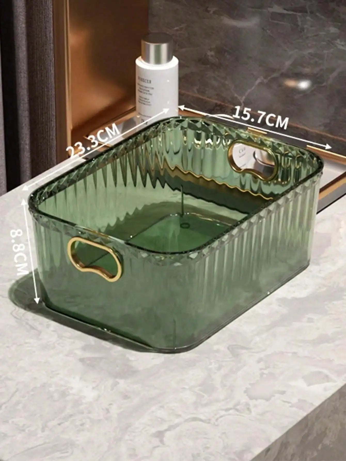 Luxury Transparent Cosmetic Storage Box Sturdy Thick Clear Plastic Qme green