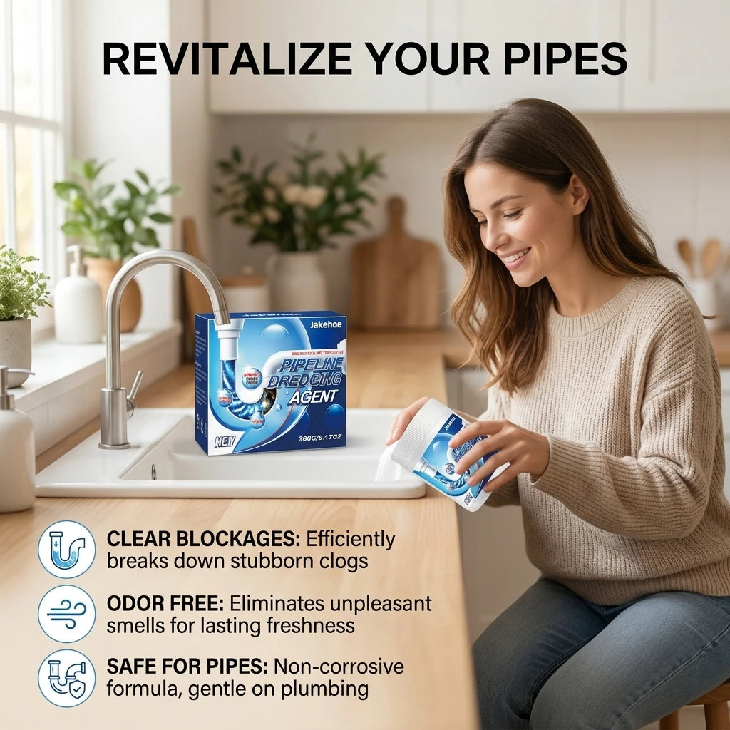JAKEHOE Pipeline Dredging Agent Removing Grease Buildup Eliminate Pipe Odor Prevent Clogging Fast-Acting Powerful Drain Cleaner Qme