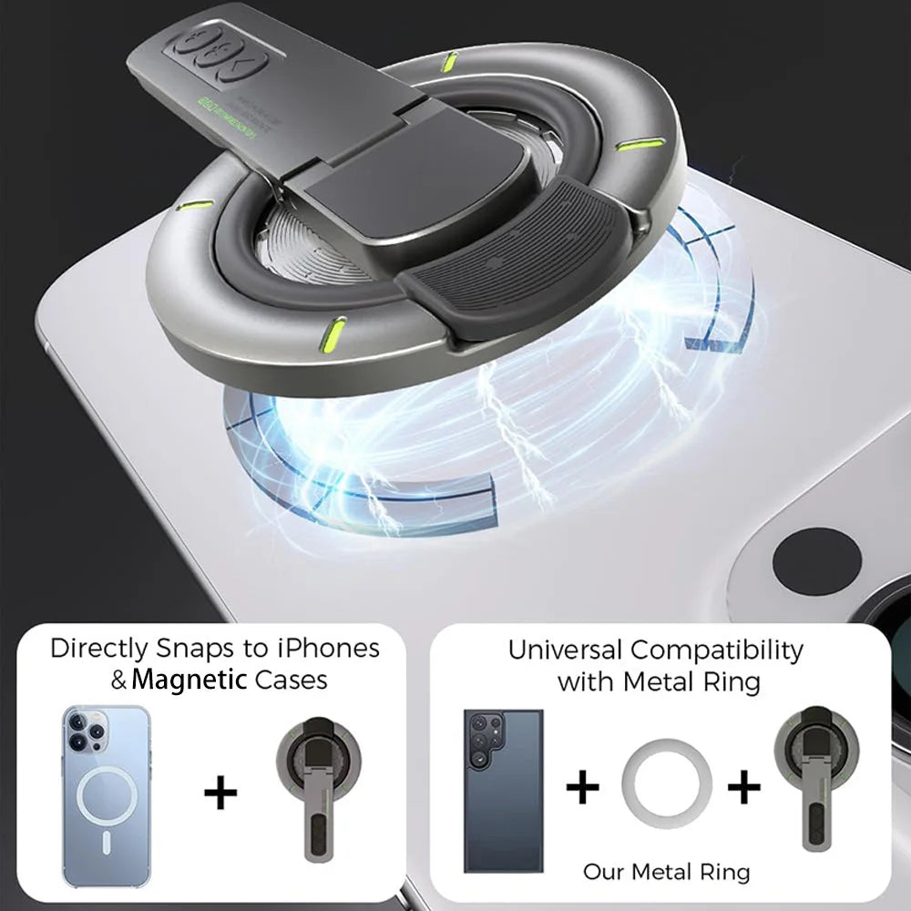 360° Rotating Desktop Stand Compatible with Multiple Phone Models Dual-Sided Magnetic Portable Multi-Function Phone Ring Holder Qme