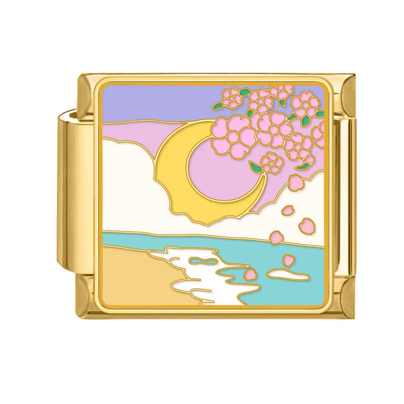 Gold Spring Summer Colorful Starfish Beach Sky Flowers Italian Charm