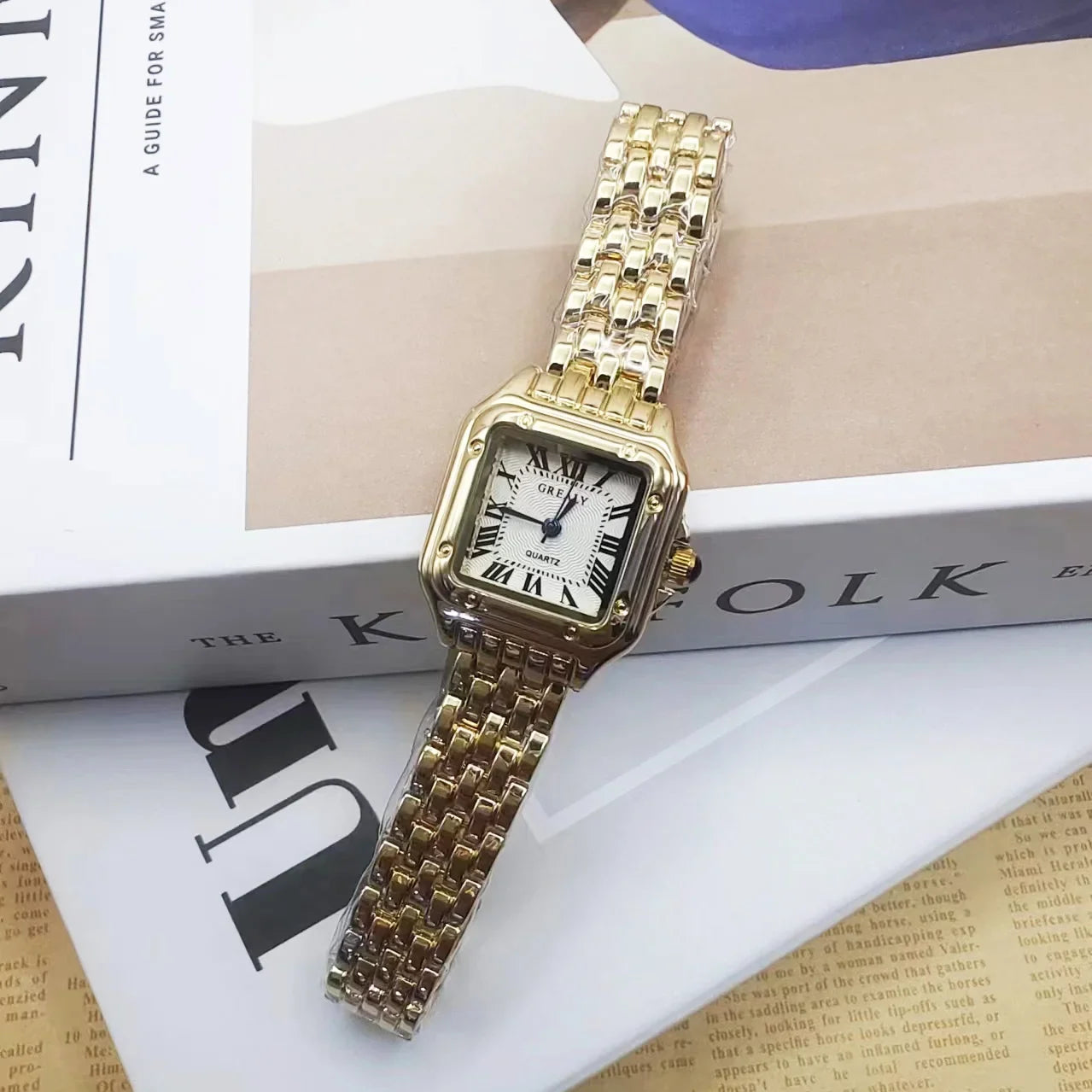 Luxury Fashion Square Women's Watches Brand Ladies Quartz Wristwatch Classic Silver Simple Femme Steel Band relogio feminino Qme gold no diamond