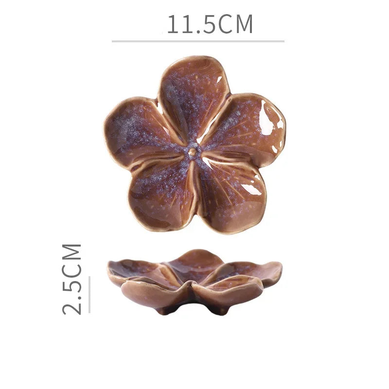Retro Kiln-Baked Ceramic Petal-Shaped Dipping Plate, Lightweight Seasoning & Sauce Dish for Home & Restaurant Use Qme 4