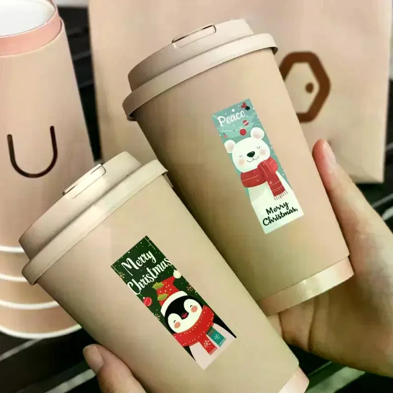 120pcs Christmas Stickers Roll - Cute Santa Polar Bear, Merry Christmas- For Gift Wrapping, Packaging - Paper-Based Qme