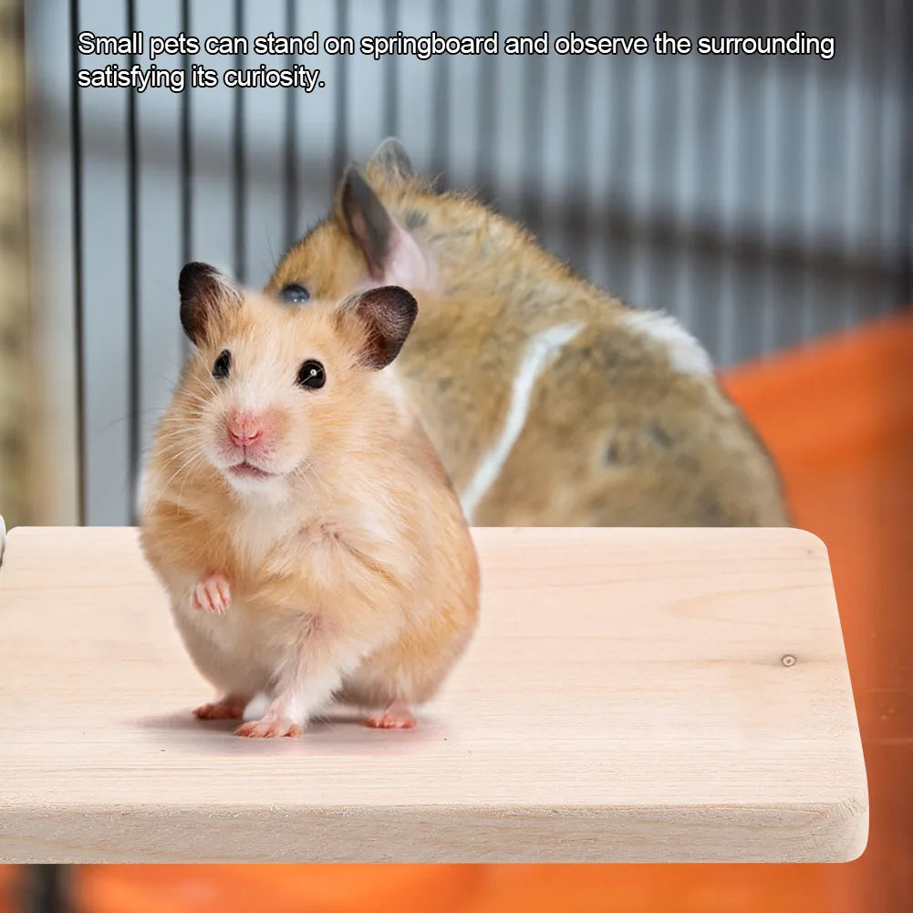 Small Pet Wooden Platform Toy Natural Wood Jumping Climbing Springboard Stand for Hamster Guinea Pig Cage Accessories Qme