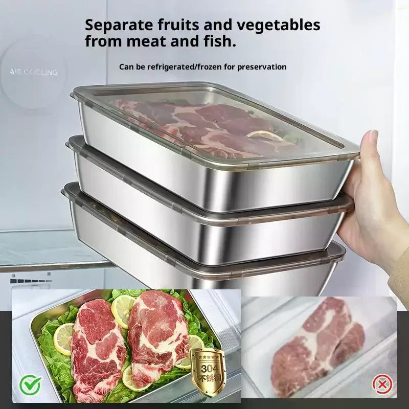 Multi-set 1 2 3 Durable 304 Stainless Steel Food Boxes Kitchen Qme