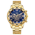 Men's Watch Blue Light Glass Quartz Watch Fashion Classic Watch Fake Three Eye Digital Alloy Watch Qme Gold Black