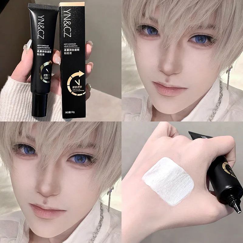 Soft Matte White Foundation Blending Ivory Natural Color Moisturizing Light Creamy Long Wear Concealer COS Makeup Base 30ml Qme 03 Fair White