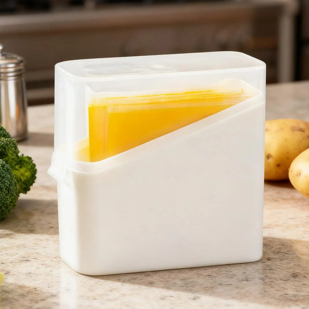Cheese Keeper Case Airtight Food Storage Cheese Storage Box for Refrigerator Non-Slip Organizer Holder With Lid Kitchen supplies Qme