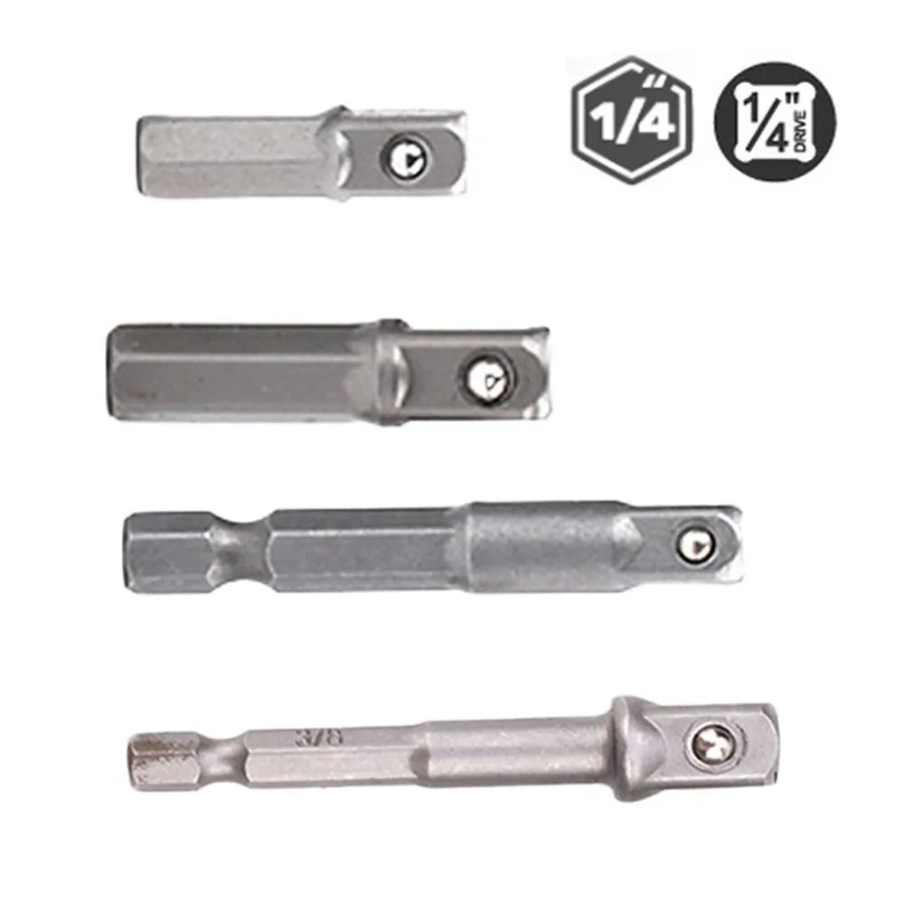 1/4pcs Socket Adapter Power Drill Square Head For Screwdriver Head Drill Bit Shank Extension Nut Driver Sockets Power Tools Part Qme