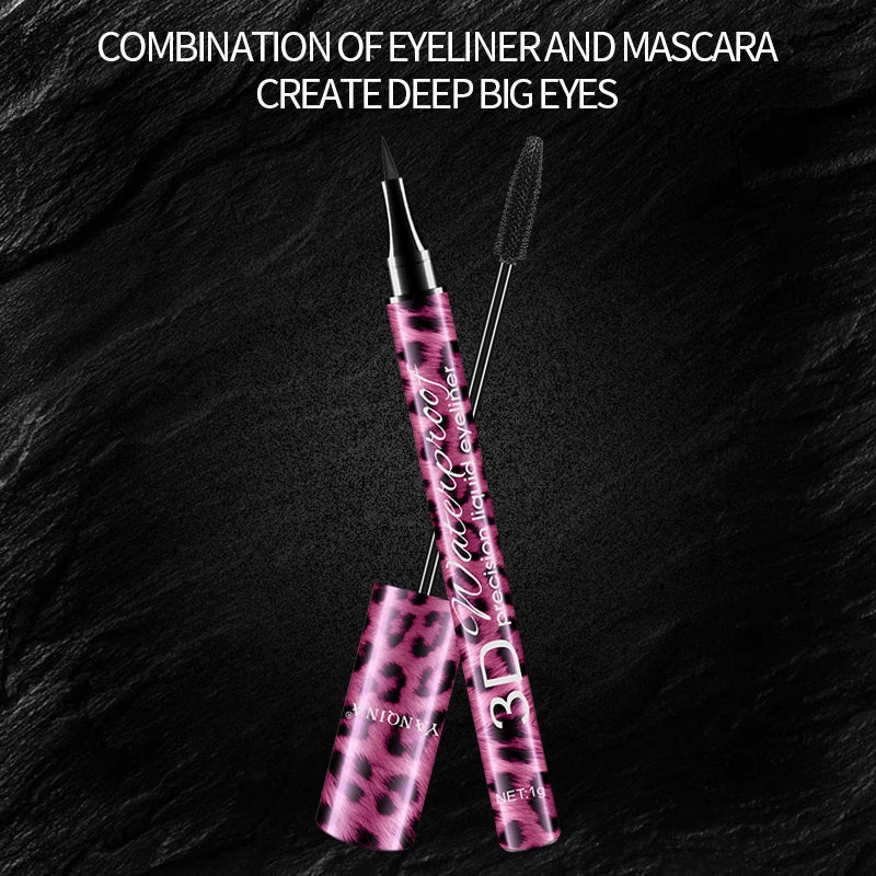 4D Waterproof Mascara & Liquid Eyeliner Set Thick Curling Eye Makeup Cosmetic Kit For Beginners Qme