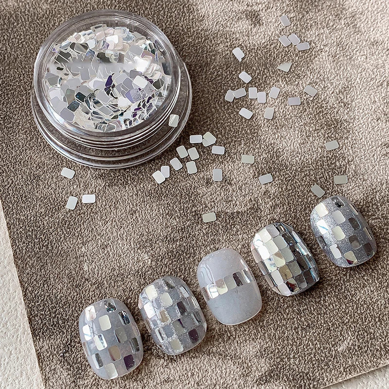 1 Jar Square Silver Nail Glitter Jewelry Minimalist Sparkling Light Qme Default Title