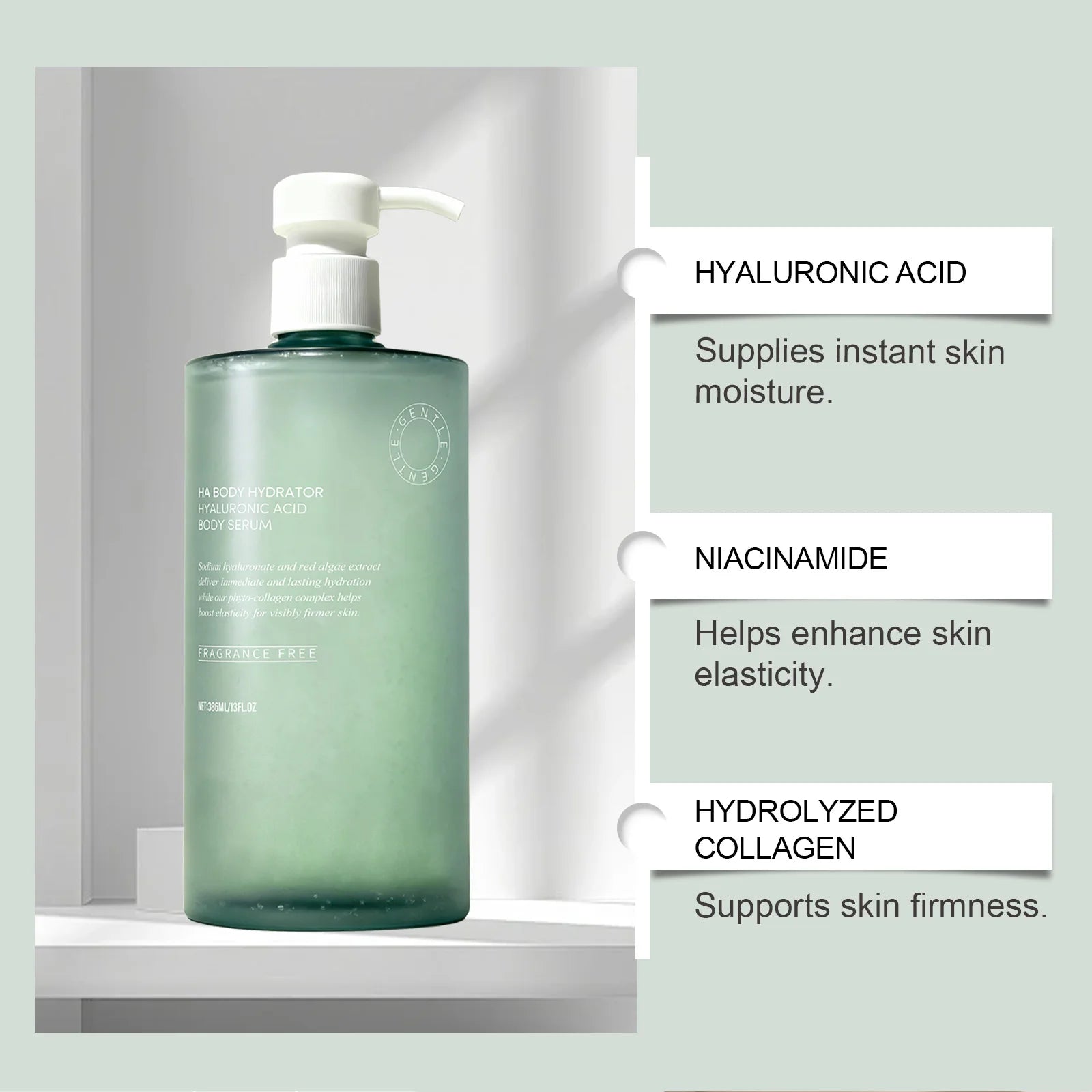 Hyaluronic Acid Body Serum Deep Hydrating Body Lotion for Smoother Plumper Looking Skin Lightweight Fast-Absorbing Body Care Qme