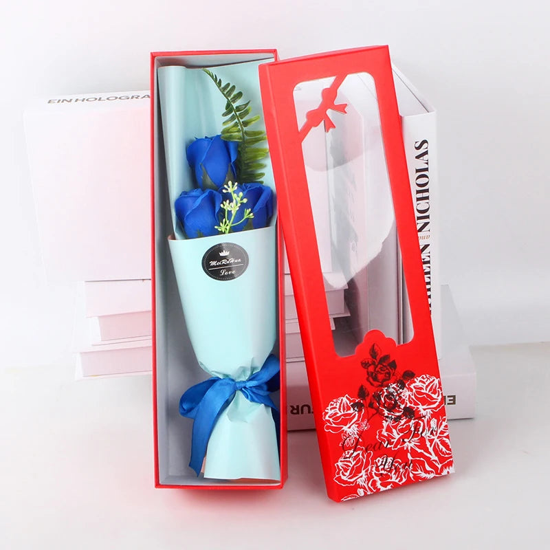 Multi-Use Artificial Soap Flower Bouquet With Gift Box Luxury Soap Florals Simulation Rose Bouquet Wife Girlfriend Gift Qme style 9