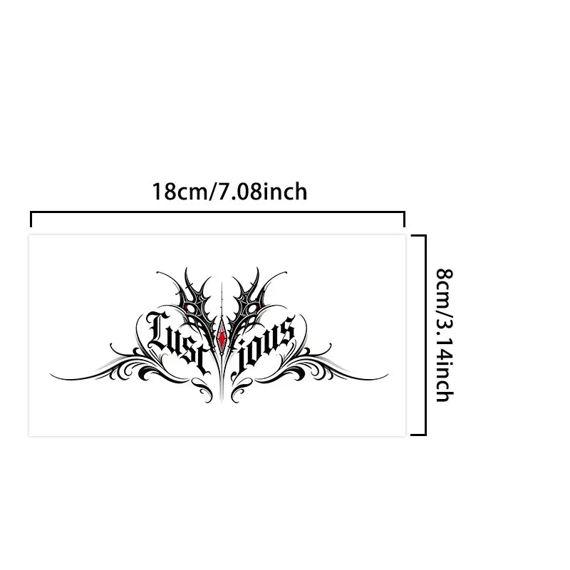 Gothic Dark English Tattoo Sticker Temporary Tattoo, Long-Lasting Waterproof Mysterious Sexy Slogan Fake Tattoo for Women Leg Ch Qme SS-059