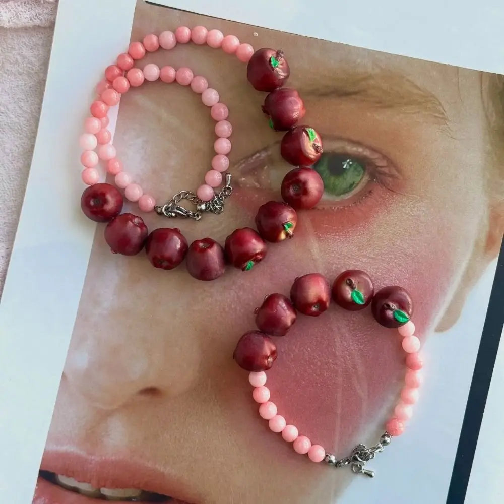 Simple Layered Beads Fruit Necklace Stackable Blueberries Multi Layer Qme