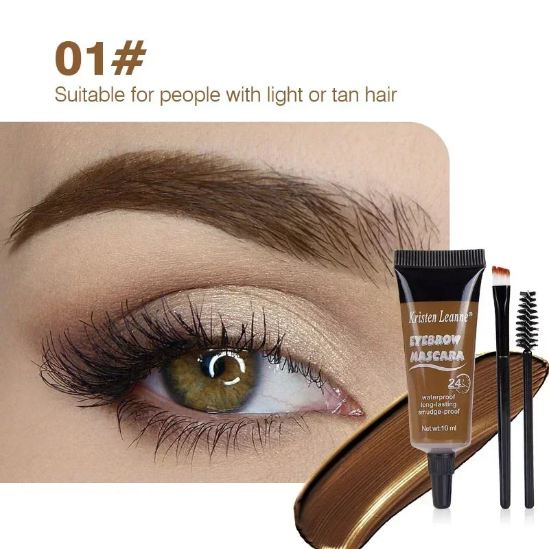 Waterproof Eyebrow Dye Cream Natural 3D Brow Tint Long-Lasting Natural 6 Colors Liquid Dyeing Eyebrow Cream Set Qme Color 1