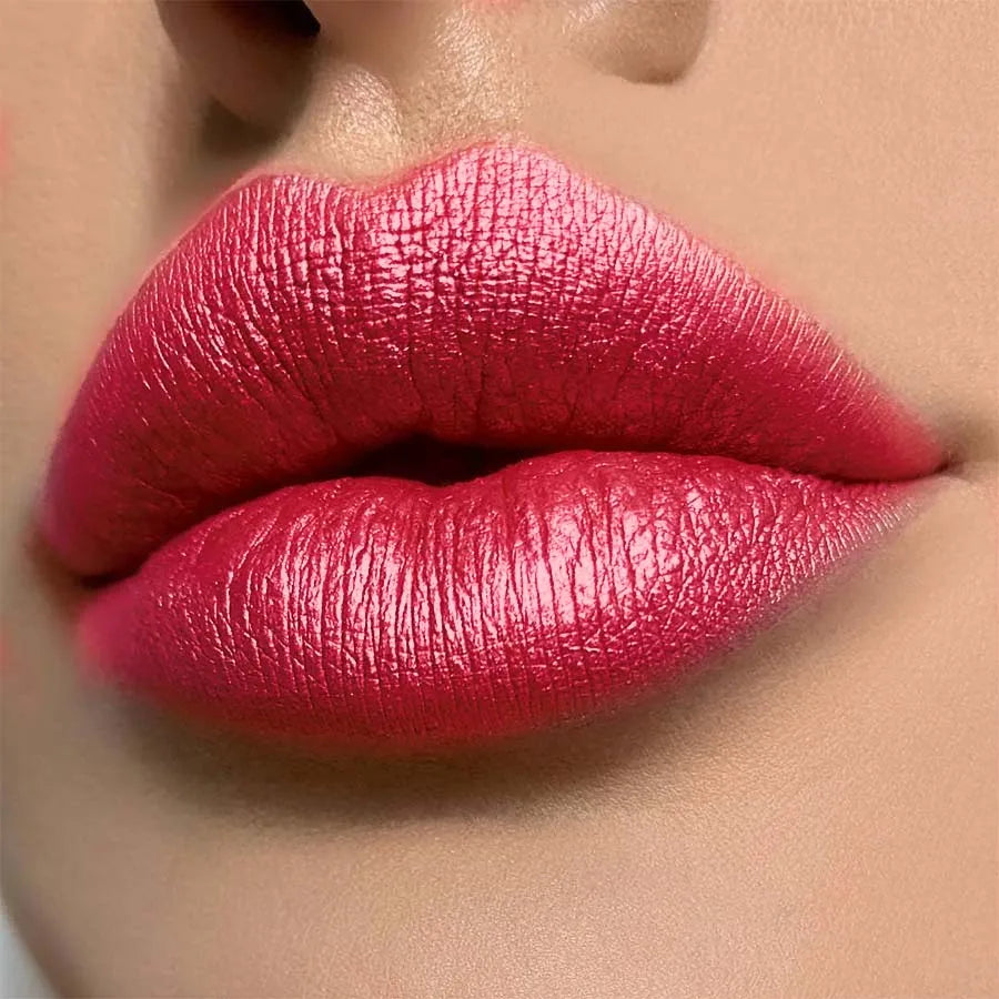 Red Metallic Lipstick Longlasting Glitter Lip Glaze Waterproof Lips Qme