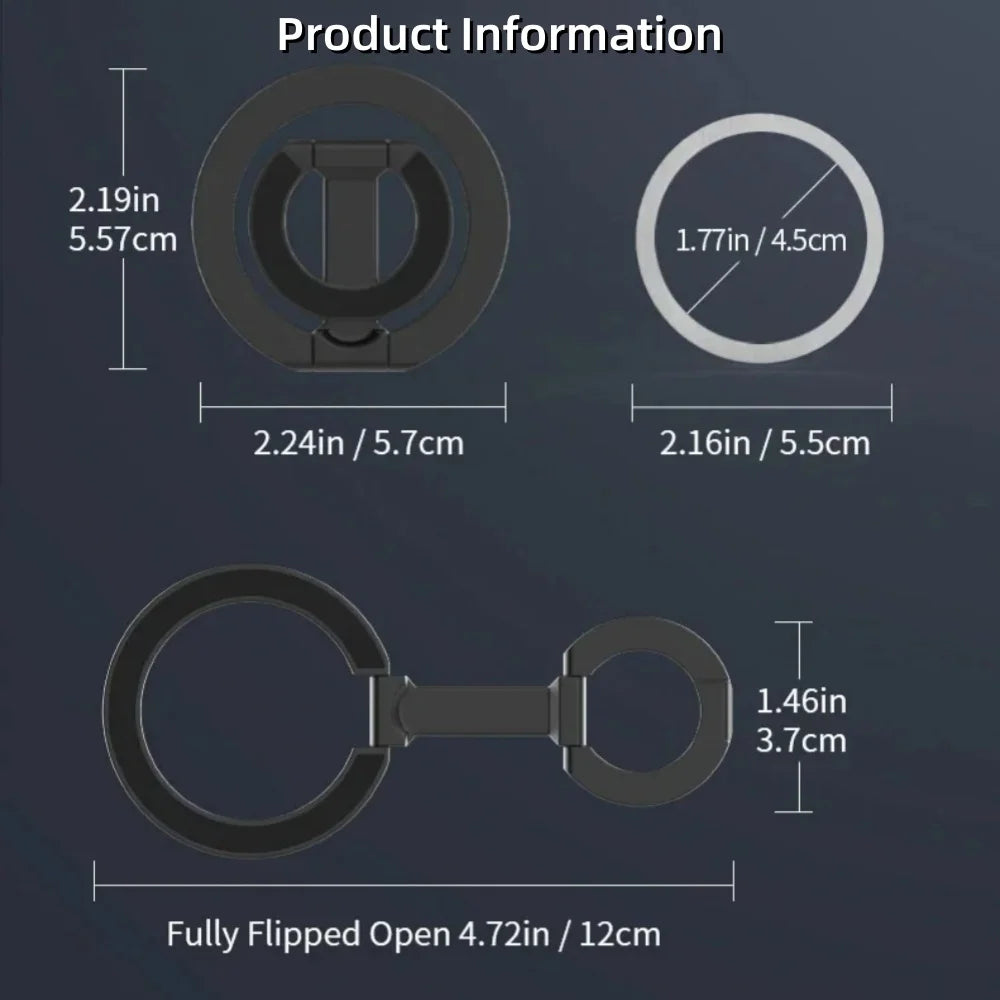 Double Sided Magnetic Phone Ring Holder Portable Folding Cellphones Stand Support Bracket for iPhone 16 15 14 For Huawei Xiaomi Qme
