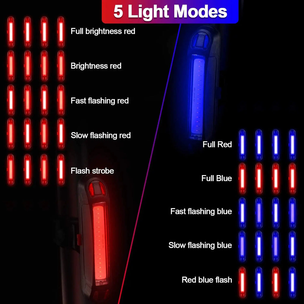 Bike Rear Tail Light, USB Rechargeable LED Safety Light for Bicycle, Ultra Bright Waterproof Cycling Taillight Fits on Any Road Qme