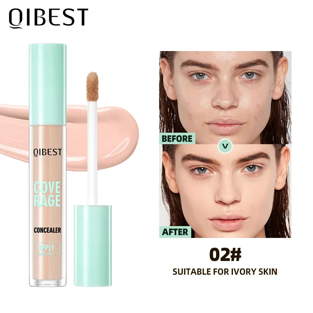 QIBEST 3D Full Coverage Concealer Long Lasting Liquid Concealer For Dark Circles Natural Finish Seamless Blend Under Eye Makeup Qme 02