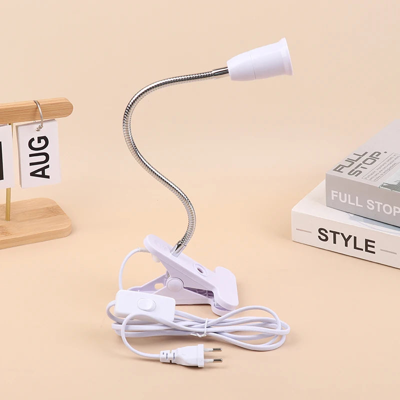 1 8M E27 Clamp Lamp Socket 360 Rotatable EU Plug Switch Wire Hanging Qme