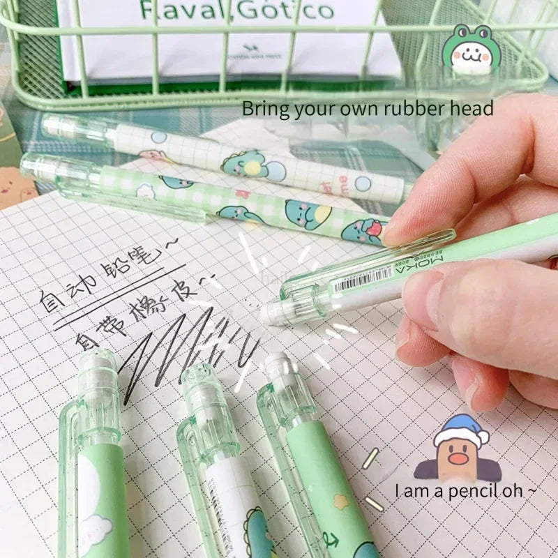 Kawaii Mechanical Pencil set 0.5/0.7mm 2B Refill Cute Cartoon Automatic Pencils School Office Supplies Child Gift Statione Qme